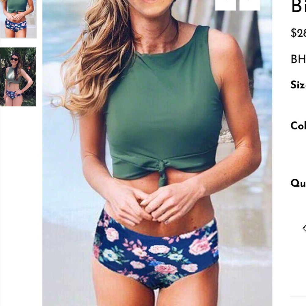 Knot Front Flower Print Bikini Set NWT